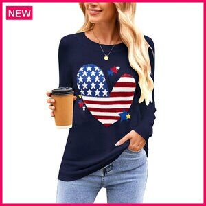 Women's Pullover Sweater Long Sleeve Crew Neck Casual Heart Pattern